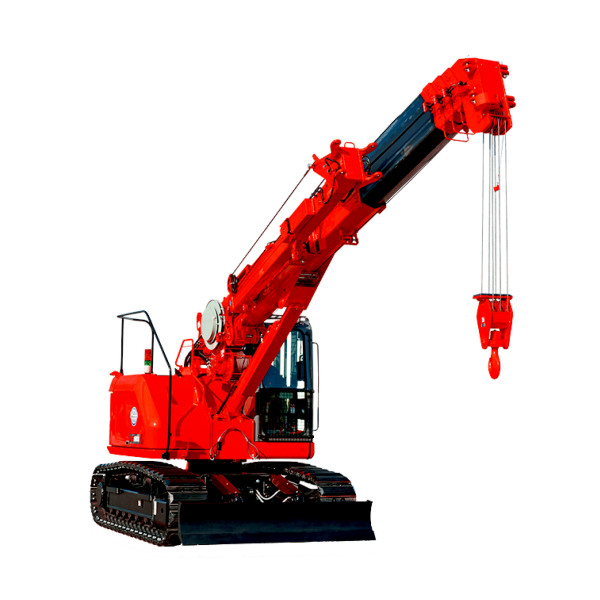 Minikran Maeda CC1908 mit Planierschild und Kranhaken