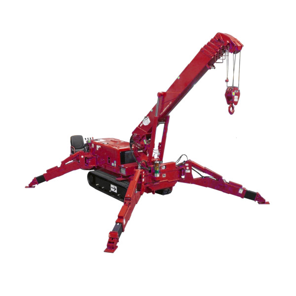 Raupenkran Maeda MC305 mit ausgefahrenem Kranarm und Lasthaken